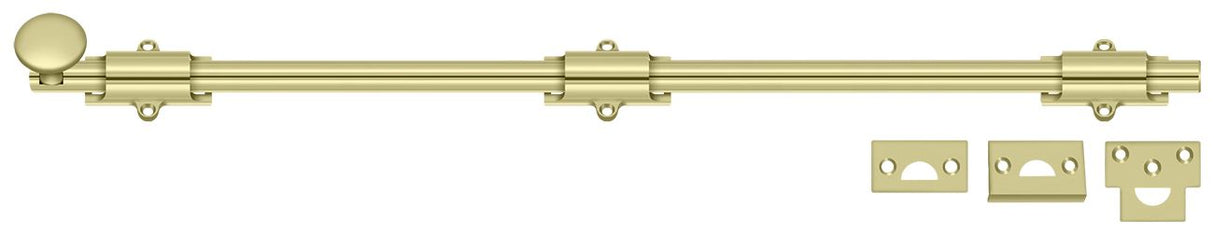 Deltana 24SB3-UNL 24" Surface Bolt; Heavy Duty; Unlacquered Bright Brass Finish