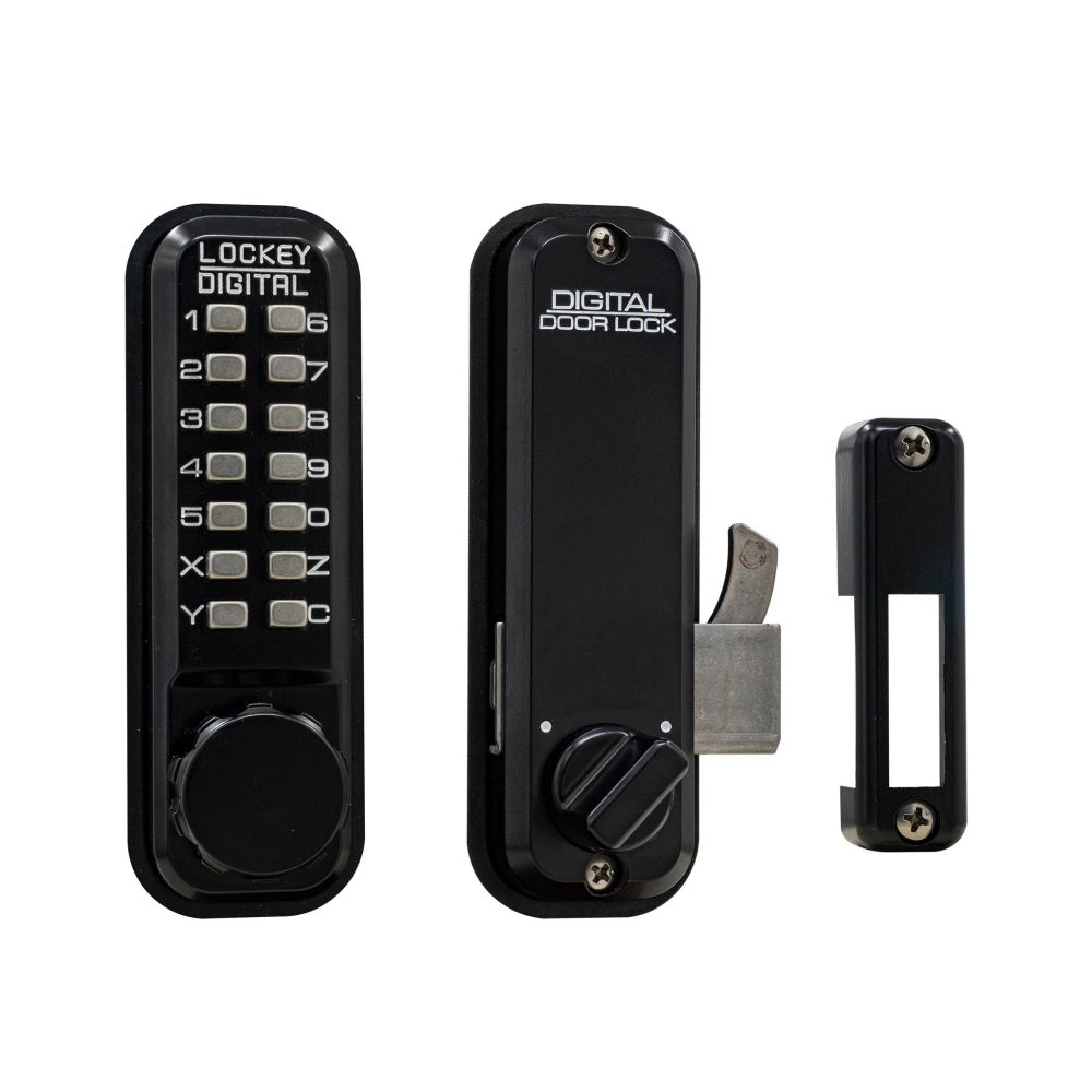 Lockey 2500JBMG Mechanical Keyless Surface Mount Hook Bolt Jet Black Marine Grade Finish