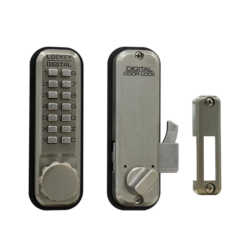 Lockey 2500SN Mechanical Keyless Surface Mount Hook Bolt Satin Nickel Finish