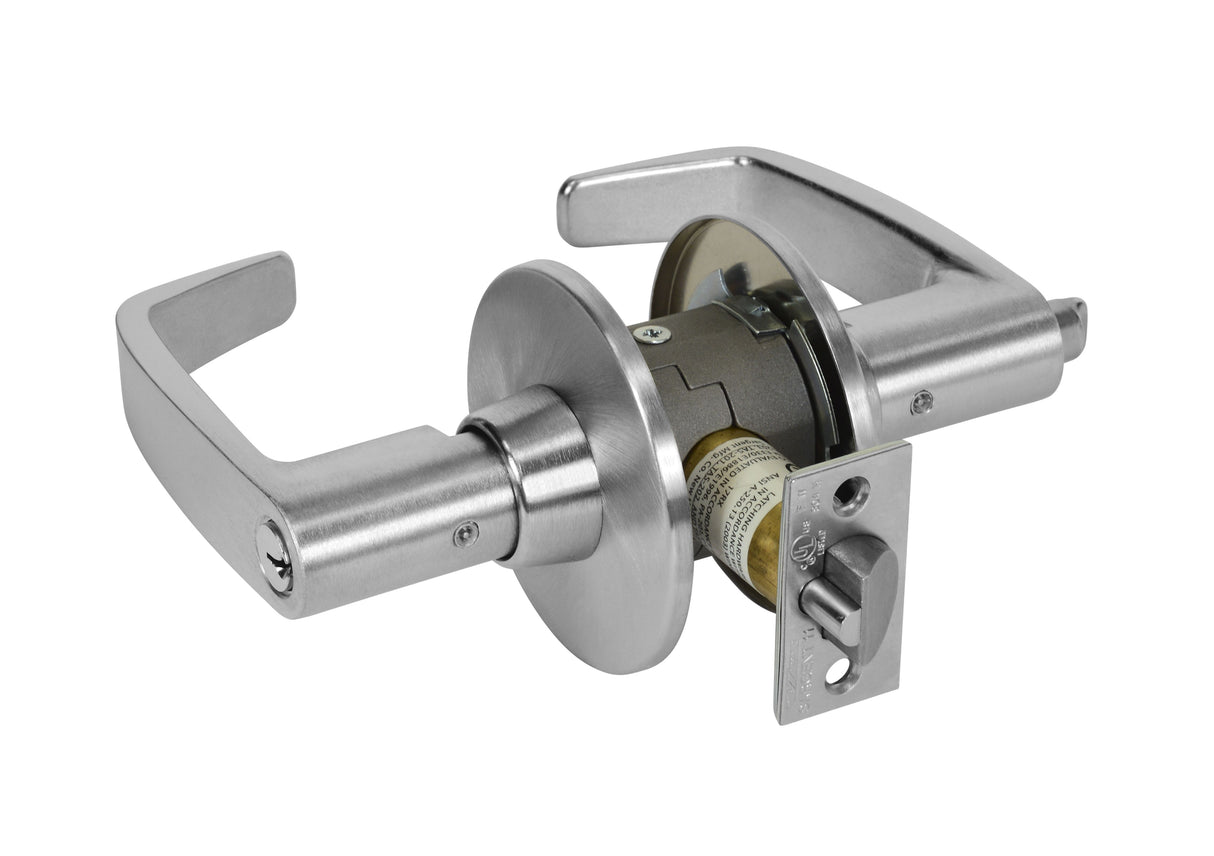 Sargent 2811G05LL26D Entry Office Tubular Bored Lock Grade 1 with L Lever and L Rose with 2-3/4" Backset, ASA Strike, and LA Keyway Satin Chrome Finish
