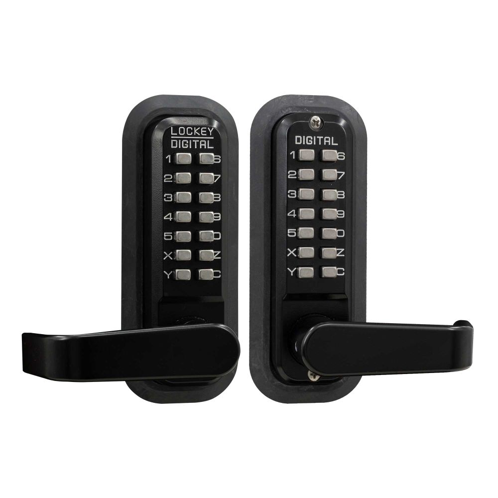 Lockey 2835JBMGDC Mechanical Keyless Lever Lock with Passage Function and Double Combination Jet Black Marine Grade Finish