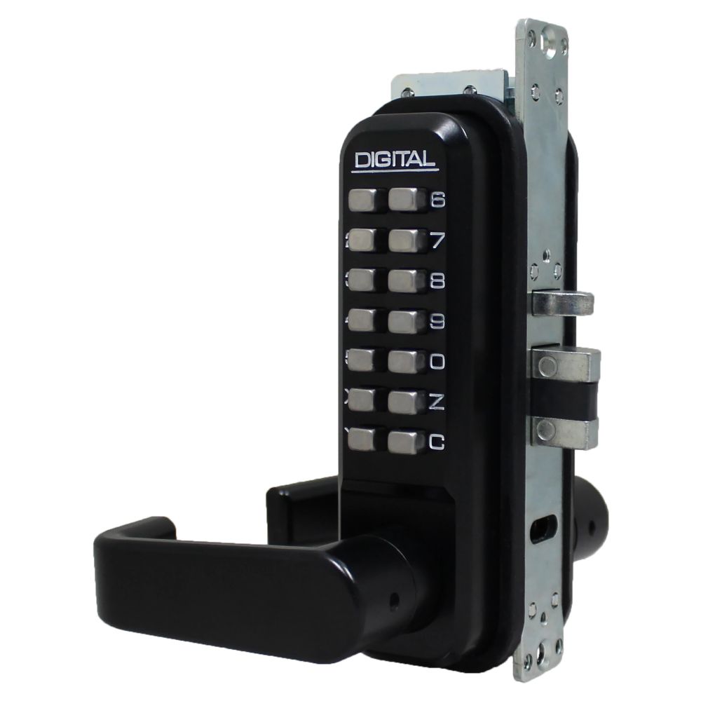 Lockey 2985JBMG Mechanical Keyless Narrow Stile Lever Lock with Passage Function and Single Combination Jet Black Marine Grade Finish