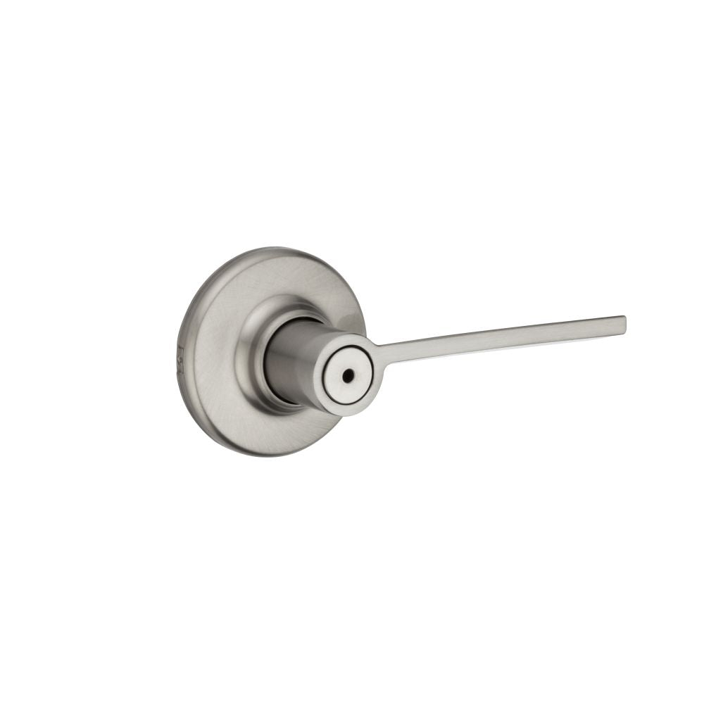 Kwikset 300LRLRDT-15 Ladera Lever with Round Rose Privacy Door Lock with 6AL Latch and RCS Strike Satin Nickel Finish