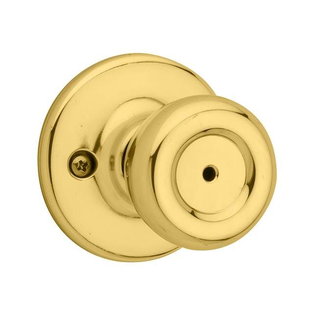 Kwikset 300T-3 Tylo Knob Privacy Door Lock with 6AL Latch and RCS Strike Bright Brass Finish