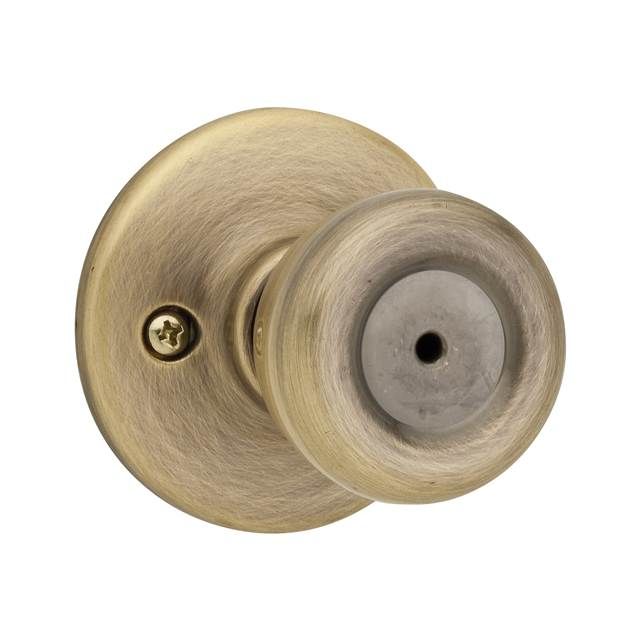 Kwikset 300T-5 Tylo Knob Privacy Door Lock with 6AL Latch and RCS Strike Antique Brass Finish