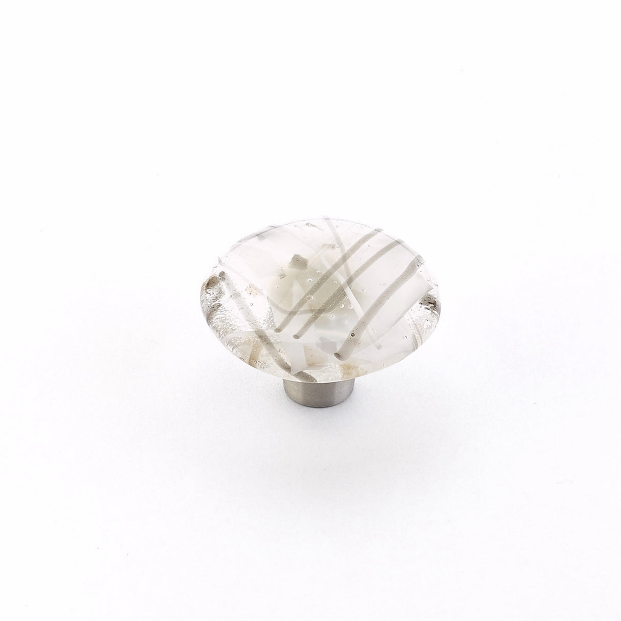 Schaub 31-CWG 1-1/2" Round Glass Ice Cabinet Knob Confetti White Grey Finish
