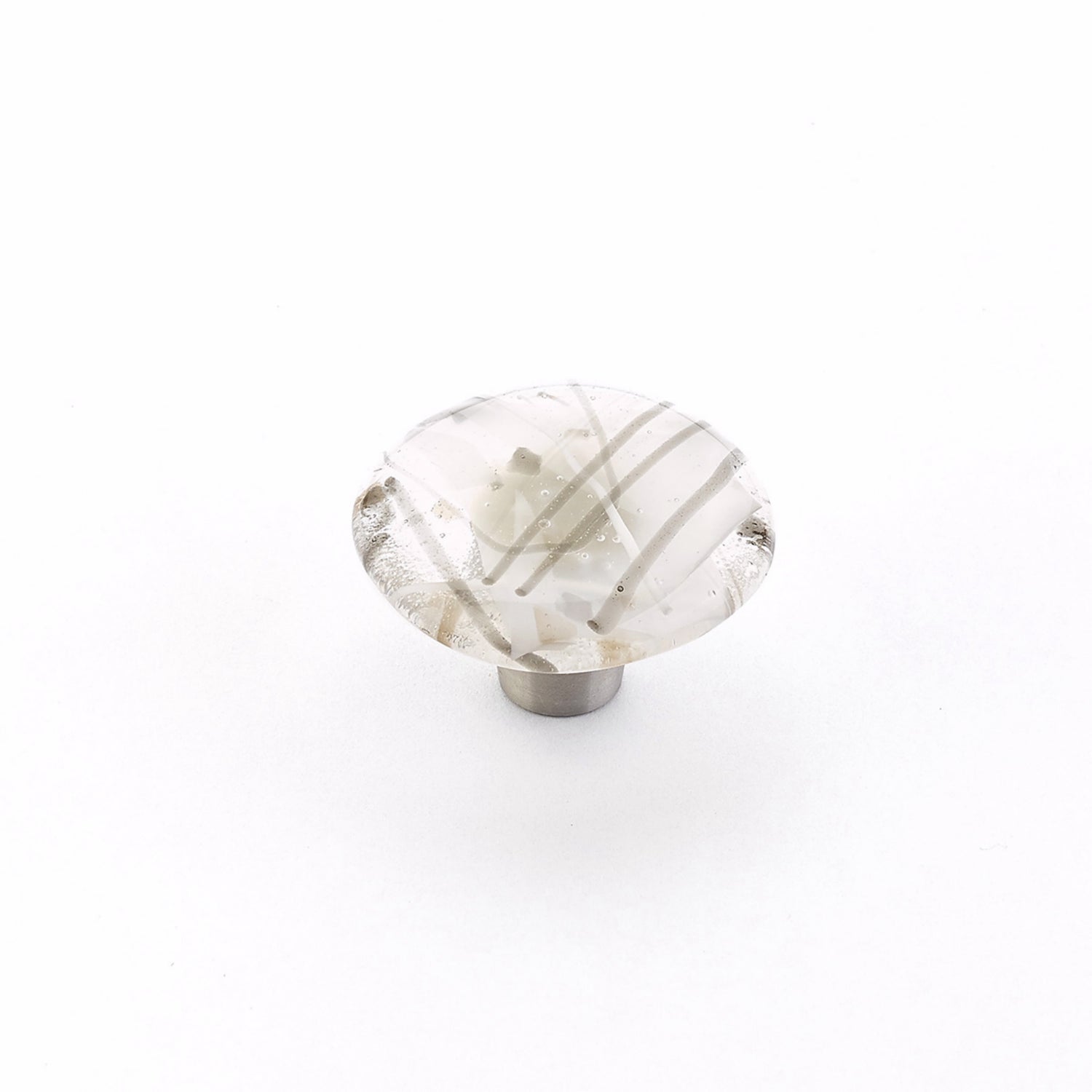 Schaub 31-CWG 1-1/2" Round Glass Ice Cabinet Knob Confetti White Grey Finish