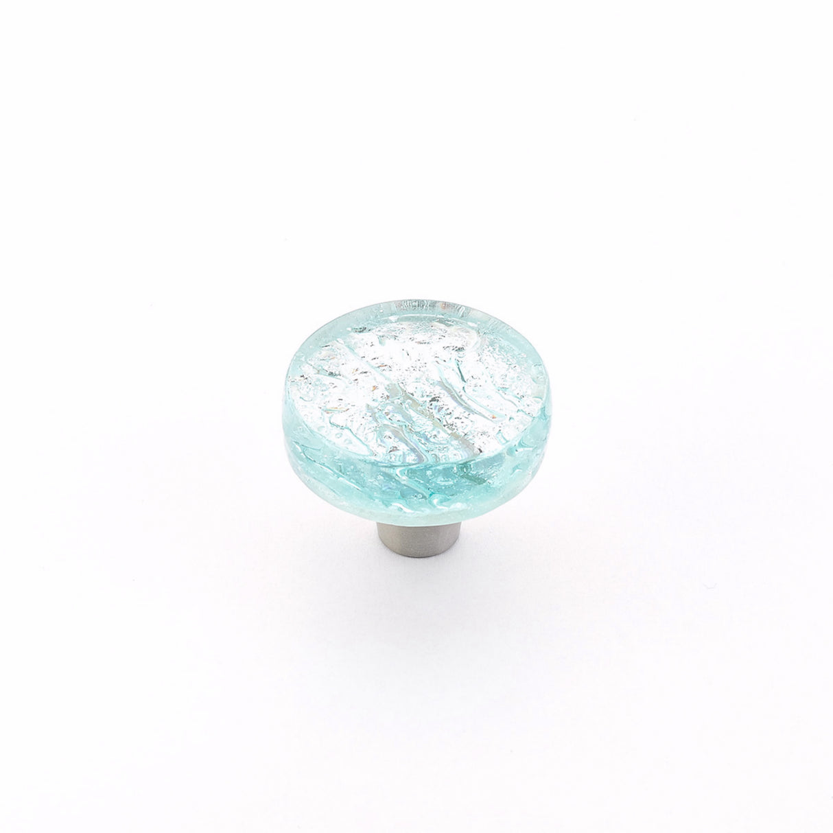 Schaub 31-PAQ 1-1/2" Round Glass Ice Cabinet Knob Pearl Aqua Finish