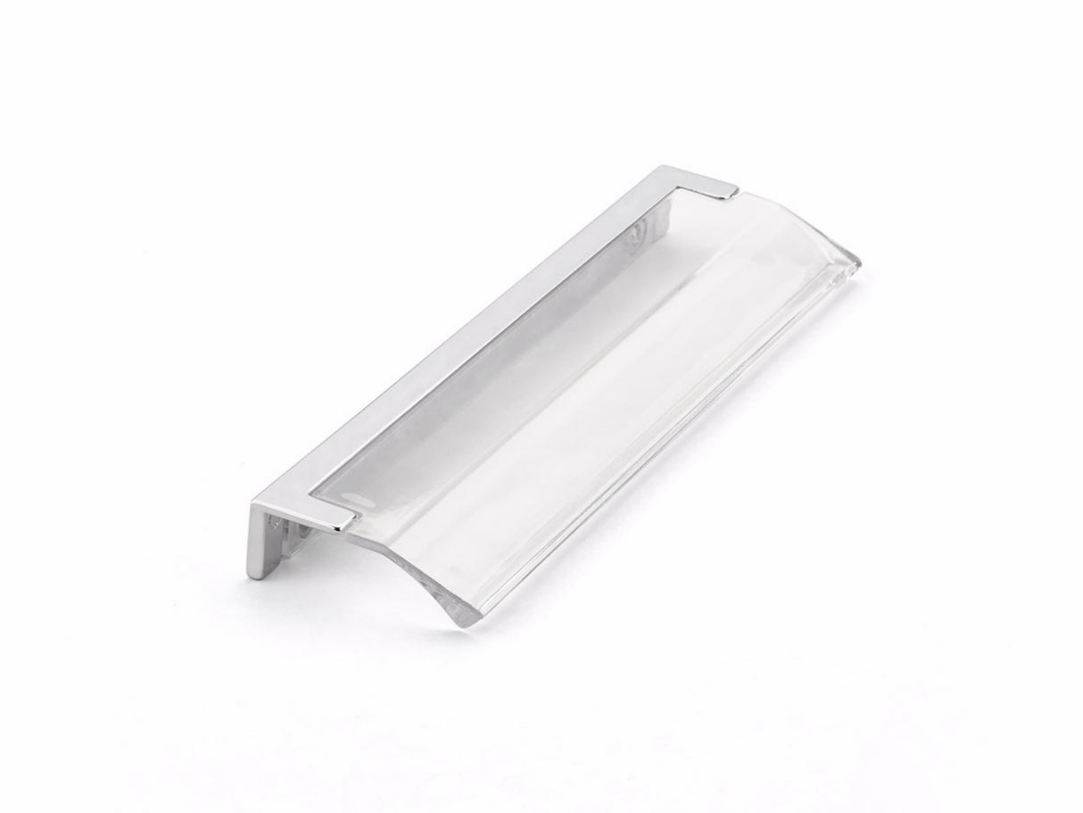 Schaub 324-26-CL 5-1/16" Center to Center Positano Arch Clear Cabinet Edge Pull Polished Chrome Finish