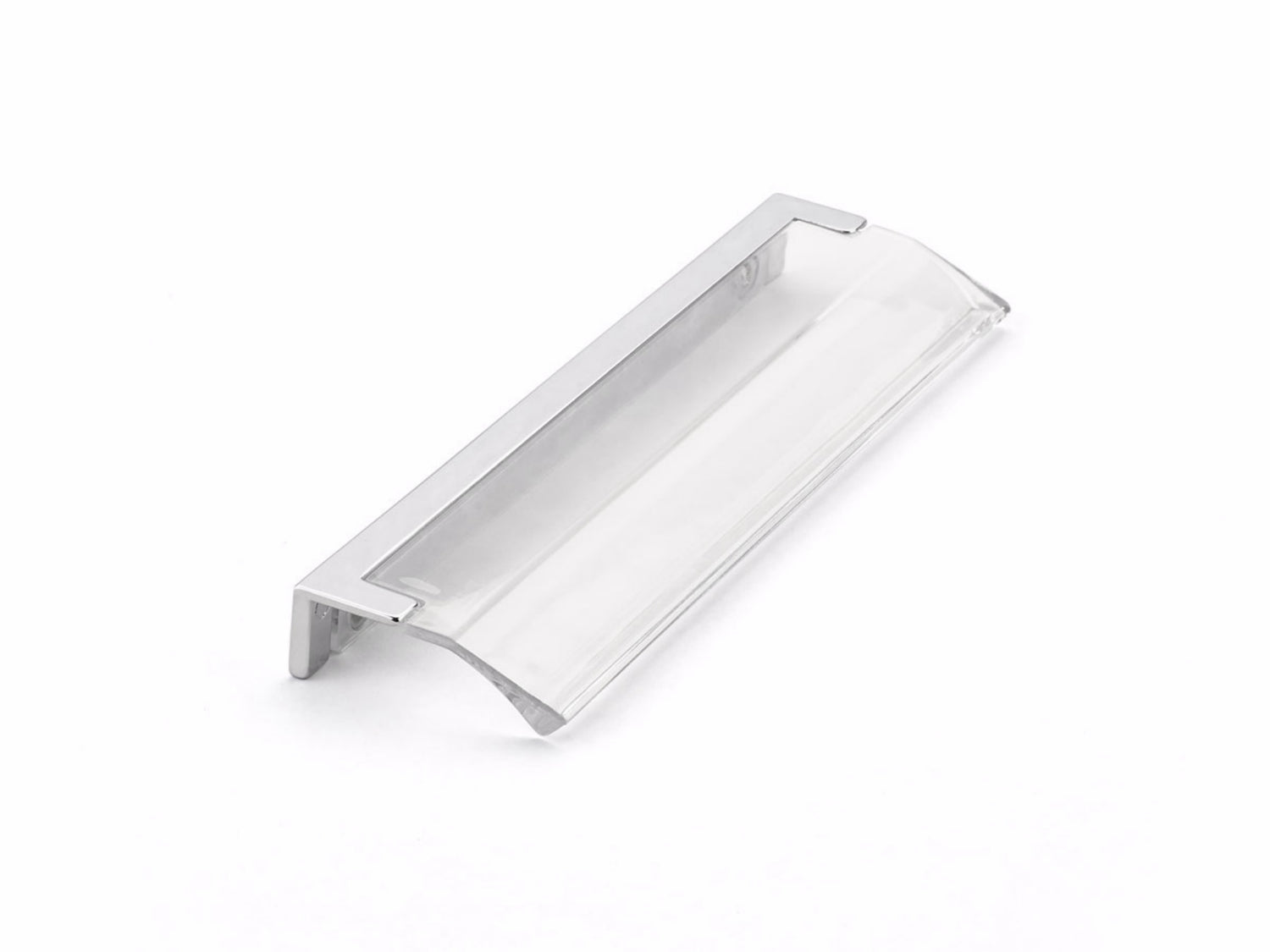 Schaub 324-26-CL 5-1/16" Center to Center Positano Arch Clear Cabinet Edge Pull Polished Chrome Finish