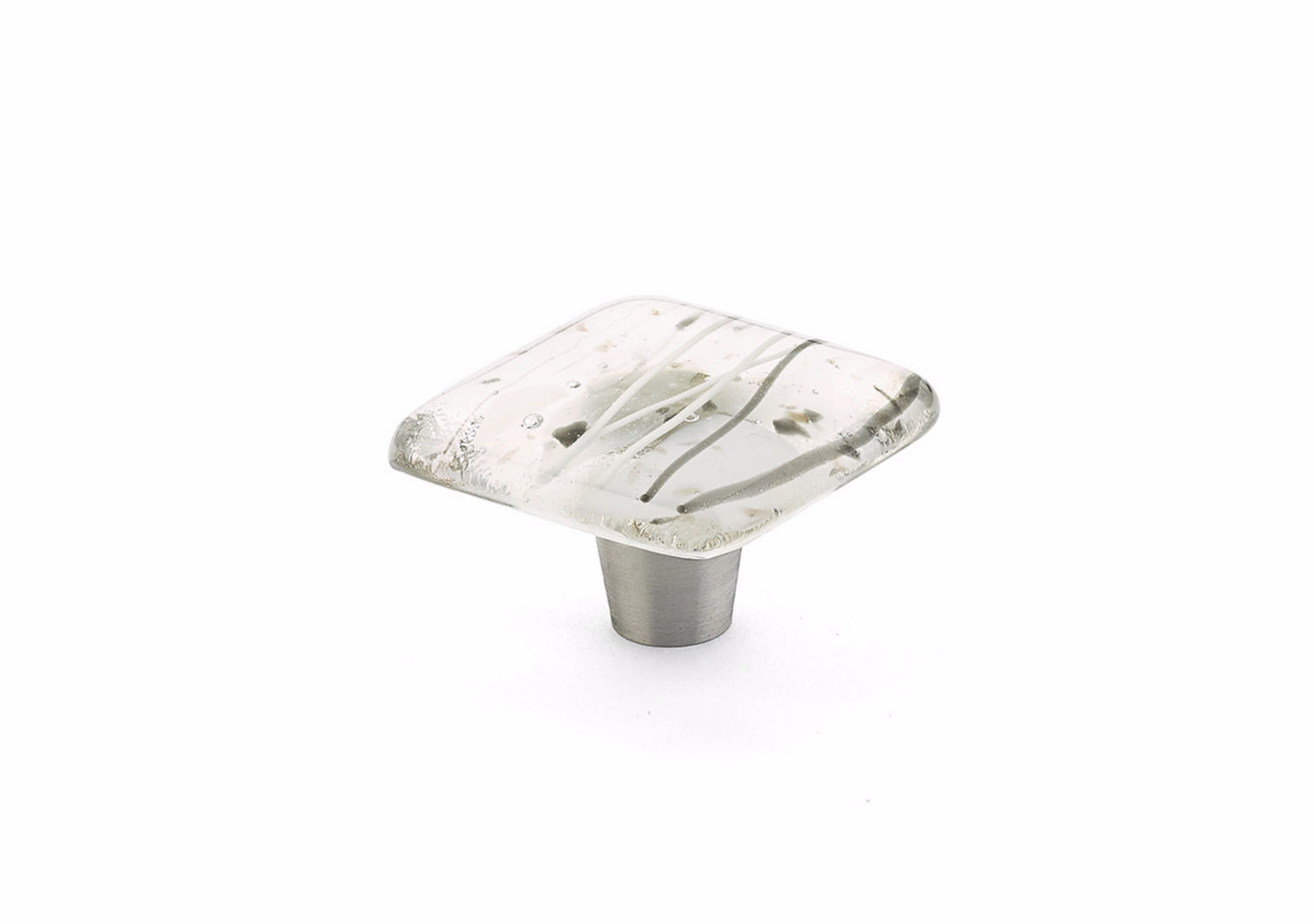 Schaub 34-CWG 1-1/2" Square Glass Ice Cabinet Knob Confetti White Grey Finish