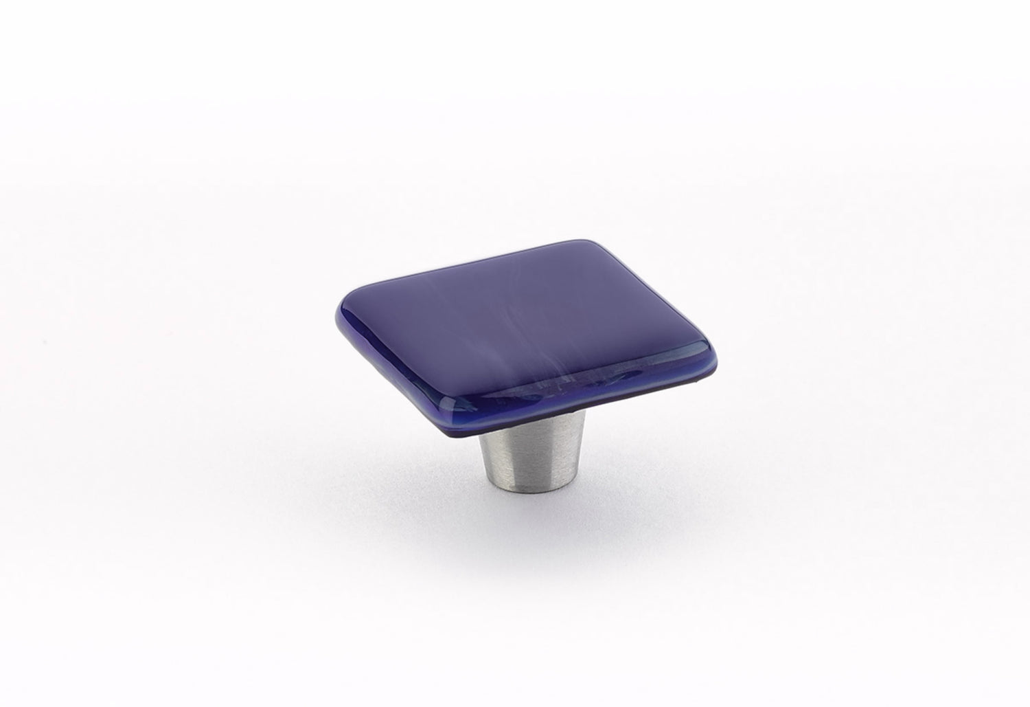 Schaub 34-SPS 1-1/2" Square Glass Ice Cabinet Knob Sapphire Silk Finish
