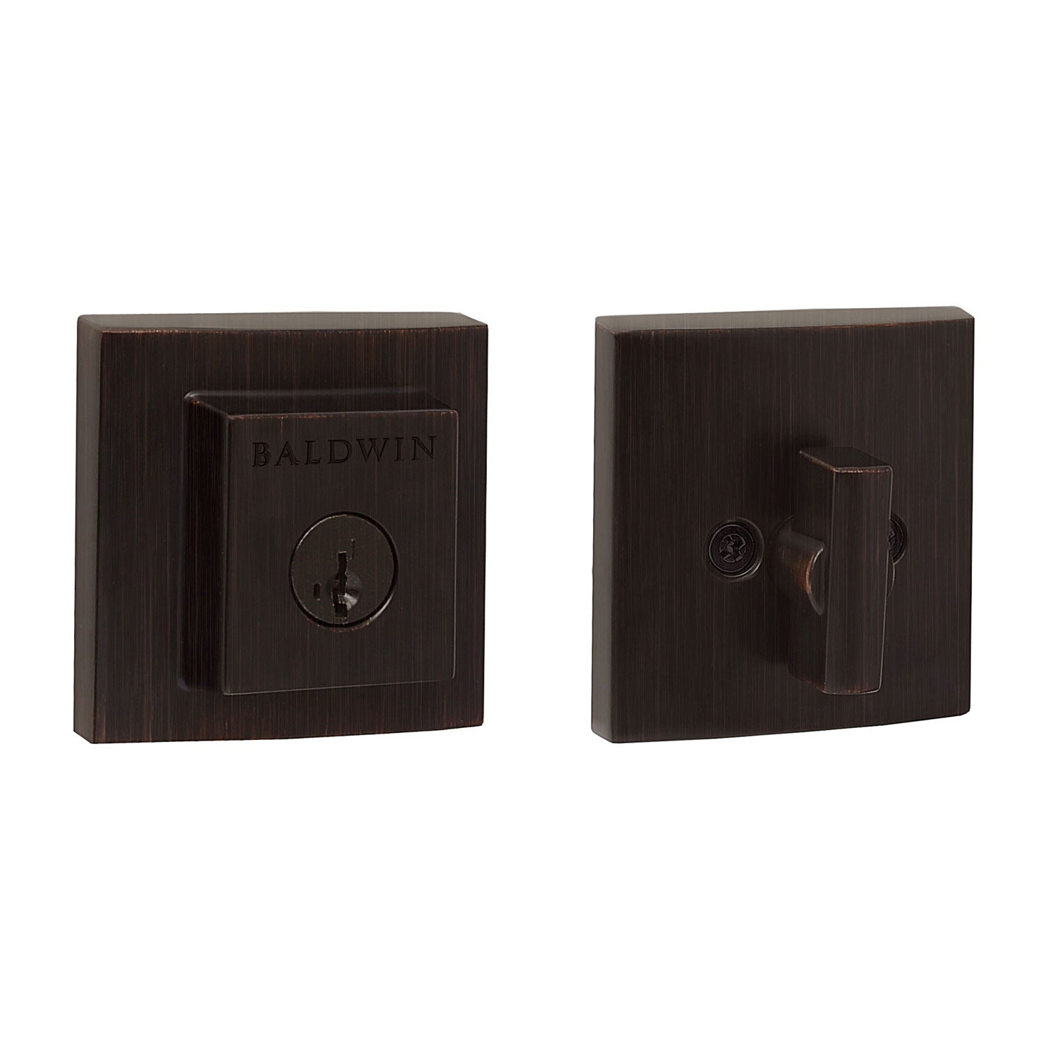 Baldwin Prestige 380SDB11PS Square Single Cylinder Deadbolt with RCAL Latch; RCS Strike; and Smart Key Venetian Bronze Finish