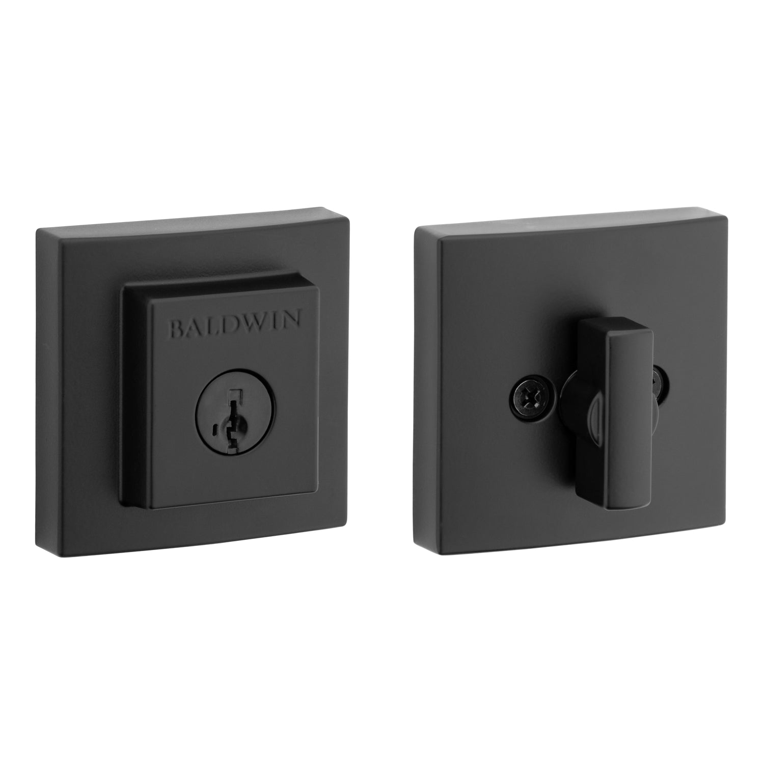 Baldwin Prestige 380SDB514S Square Single Cylinder Deadbolt with RCAL Latch; RCS Strike; and Smart Key Matte Black Finish