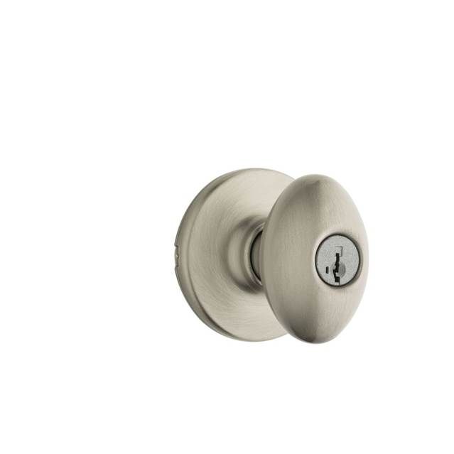 Kwikset 400AO-15S Aliso Knob Entry Door Lock SmartKey with 6AL Latch and RCS Strike Satin Nickel Finish