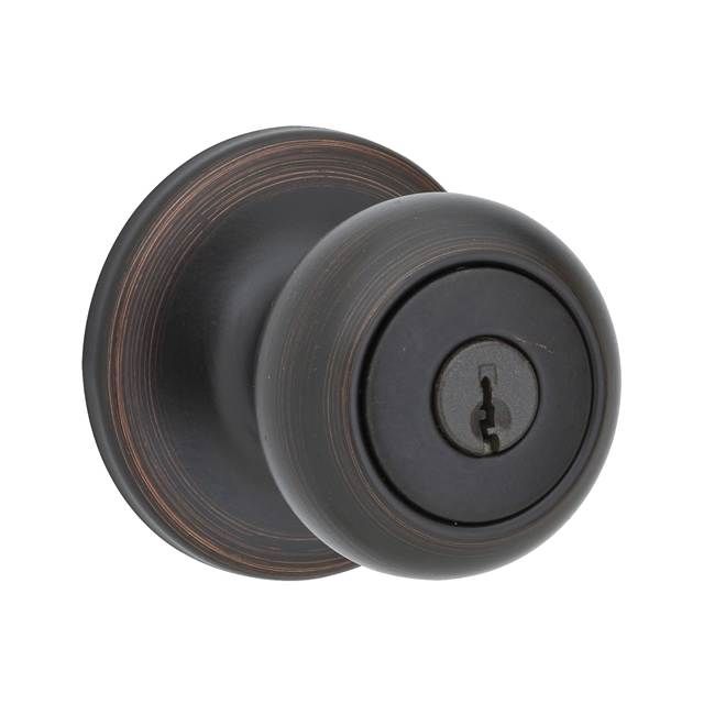 Kwikset 400CV-11P Cove Knob Entry Door Lock with 6AL Latch and RCS Strike Venetian Bronze Finish