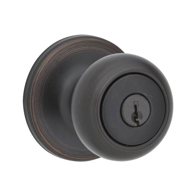 Kwikset 400CV-11PS Cove Knob Entry Door Lock SmartKey with 6AL Latch and RCS Strike Venetian Bronze Finish
