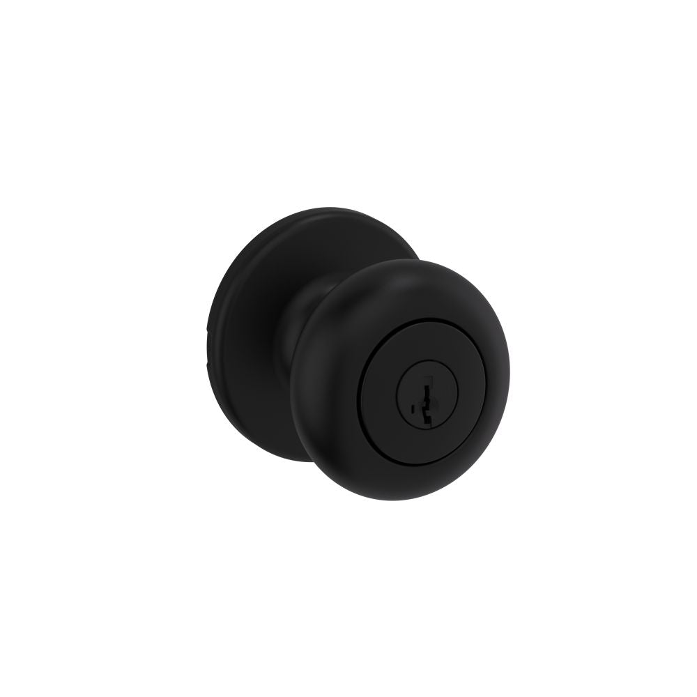 Kwikset 400CV-514S Cove Knob Entry Door Lock SmartKey with 6AL Latch and RCS Strike Iron Black Finish