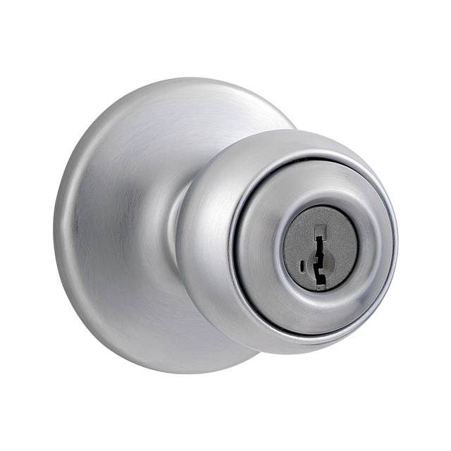 Kwikset 400P-26DS Polo Knob Entry Door Lock SmartKey with 6AL Latch and RCS Strike Satin Chrome Finish