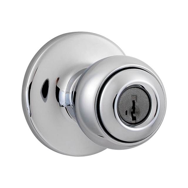 Kwikset 400P-26S Polo Knob Entry Door Lock SmartKey with 6AL Latch and RCS Strike Bright Chrome Finish