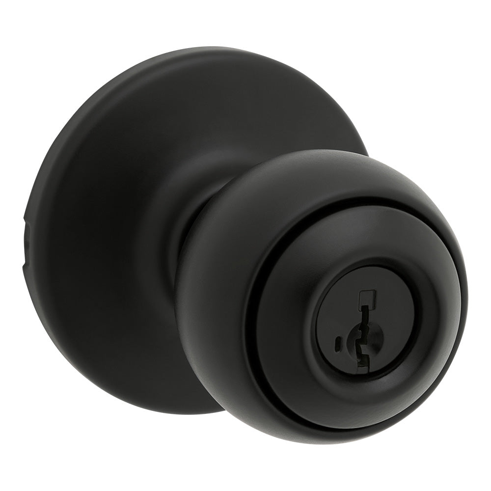Kwikset 400P-514S Polo Knob Entry Door Lock SmartKey with 6AL Latch and RCS Strike Matte Black Finish