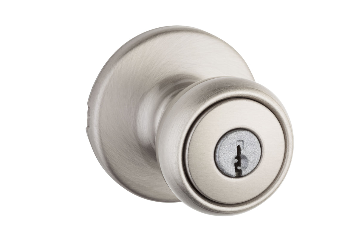 Kwikset 400T-15 Tylo Knob Entry Door Lock with 6AL Latch and RCS Strike Satin Nickel Finish