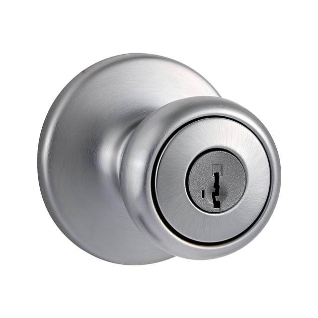 Kwikset 400T-26DS Tylo Knob Entry Door Lock SmartKey with RCAL Latch and RCS Strike Satin Chrome Finish