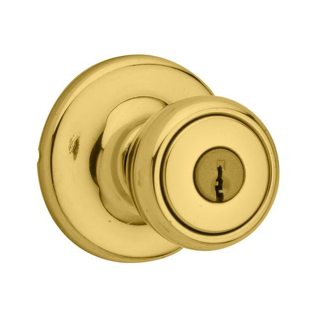 Kwikset 400T-3 Tylo Knob Entry Door Lock with 6AL Latch and RCS Strike Bright Brass Finish