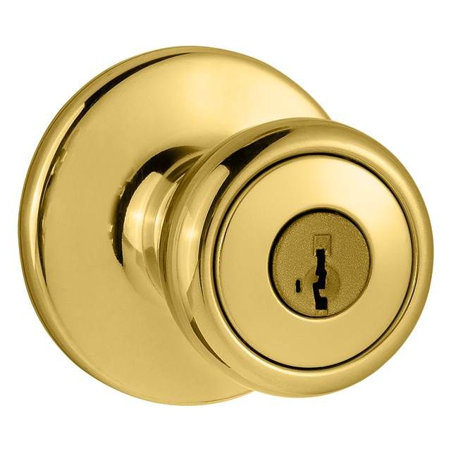 Kwikset 400T-3S Tylo Knob Entry Door Lock SmartKey with 6AL Latch and RCS Strike Bright Brass Finish