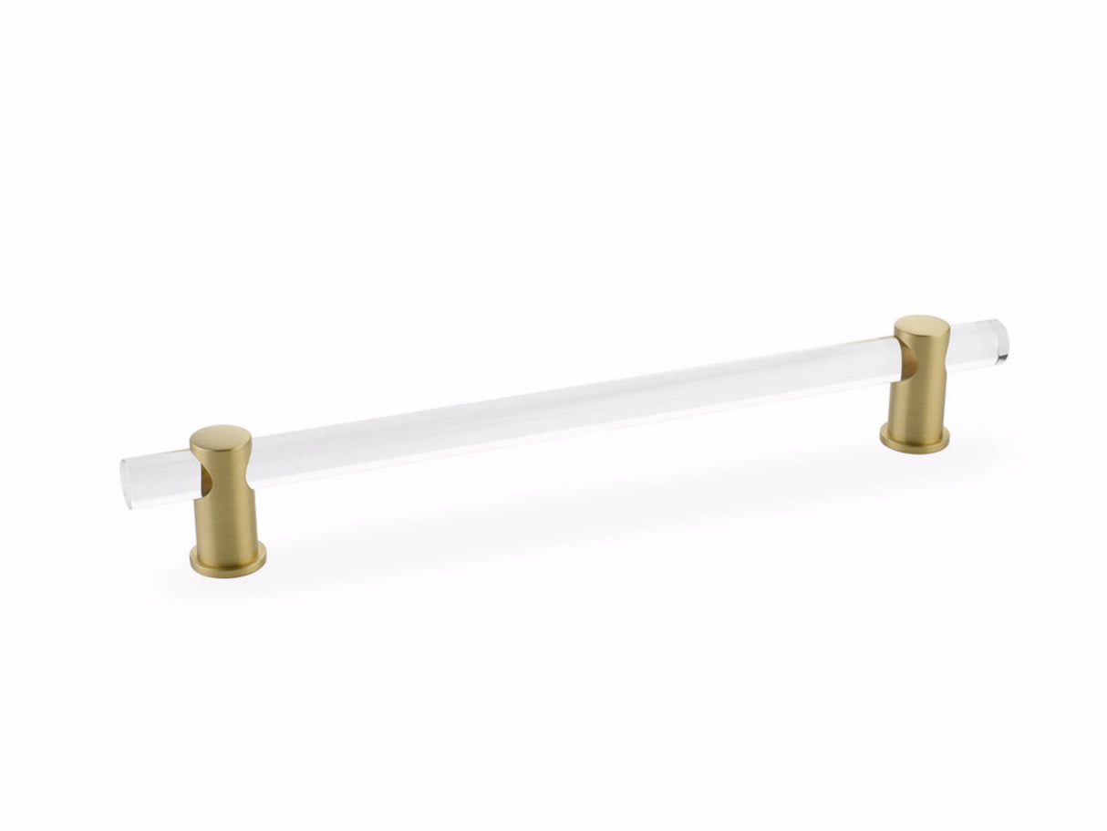 Schaub 408-SB 8" Center to Center Lumiere Acrylic Cabinet Pull Satin Brass Finish
