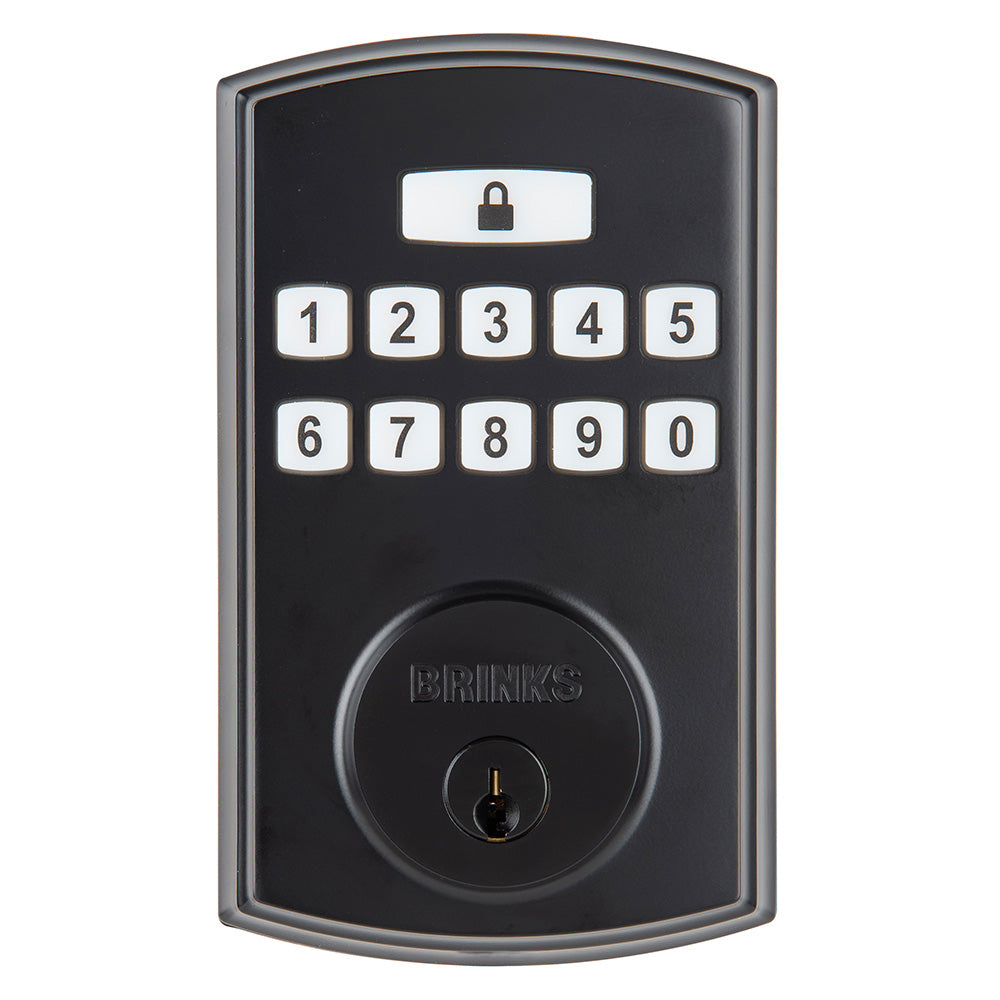Brinks 4390122 Electronic Keypad Series Deadbolt Lock Matte Black Finish
