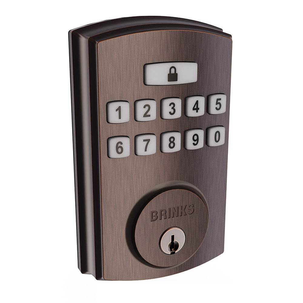 Brinks 4390150.BRINKS Electronic Keypad Series Deadbolt Lock Tuscan Bronze Finish