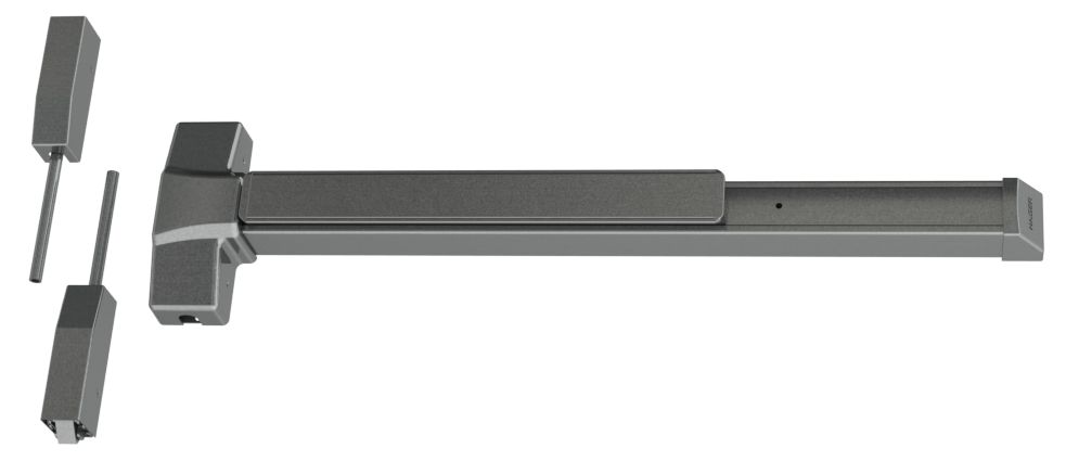 Hager 4501SVR368426D 36" (3') x 84" (7') Exit Only Surface Vertical Rod Exit Device Satin Chrome Finish