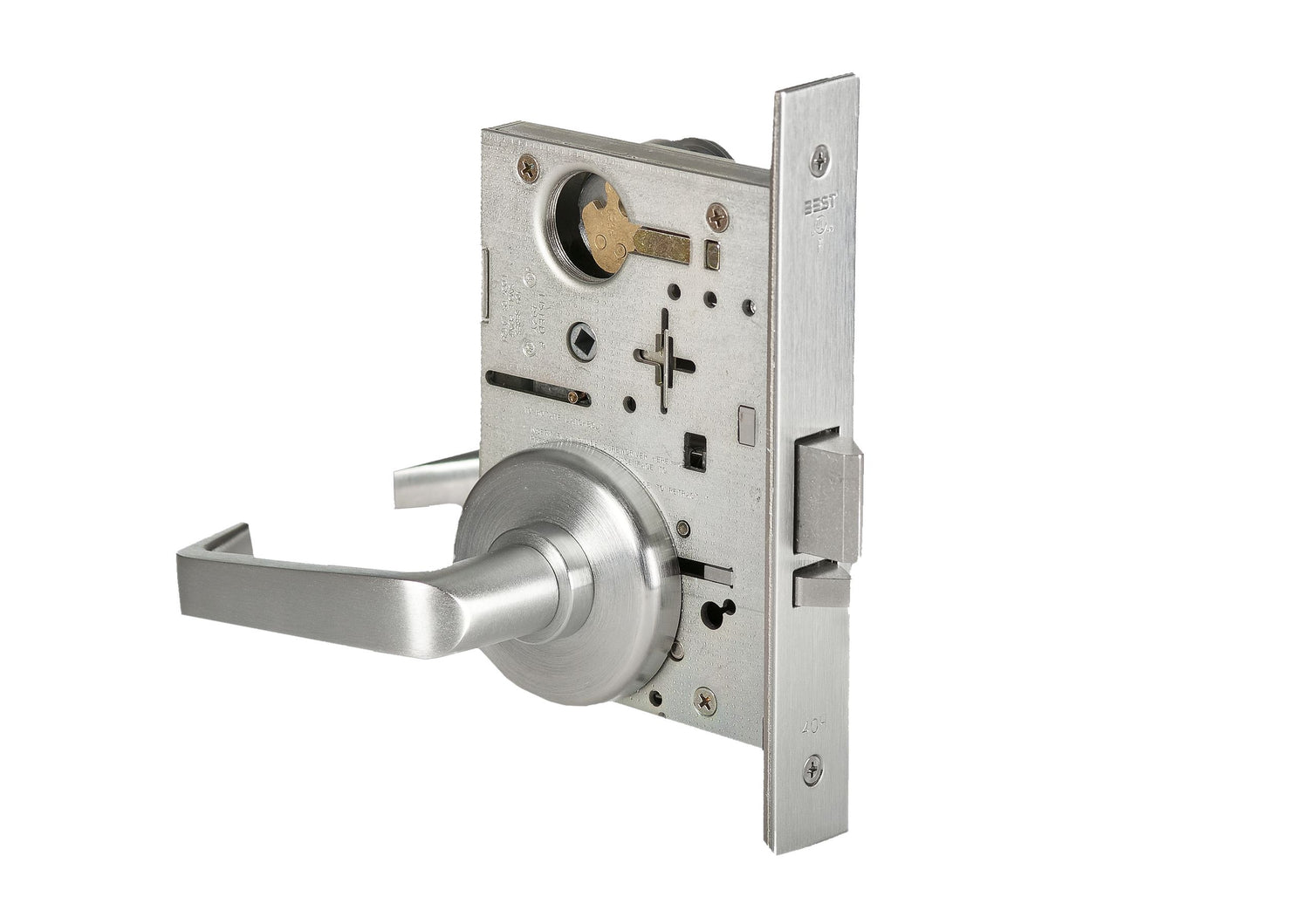 Best 45H7D15H626RH Mortise Lock Storeroom 15 Lever with H Rose Right Hand with 7 Pin Housing Less Core Satin Chrome Finish