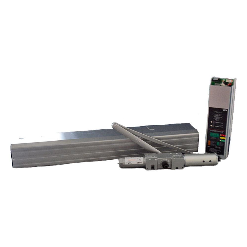 LCN 4642REGAL Regular Handicap Accessible Surface Mounted Top Jamb Push Side Adjustable 2-5 120V 120 Volt Automatic Operator with TBWMS 689 Aluminum Finish