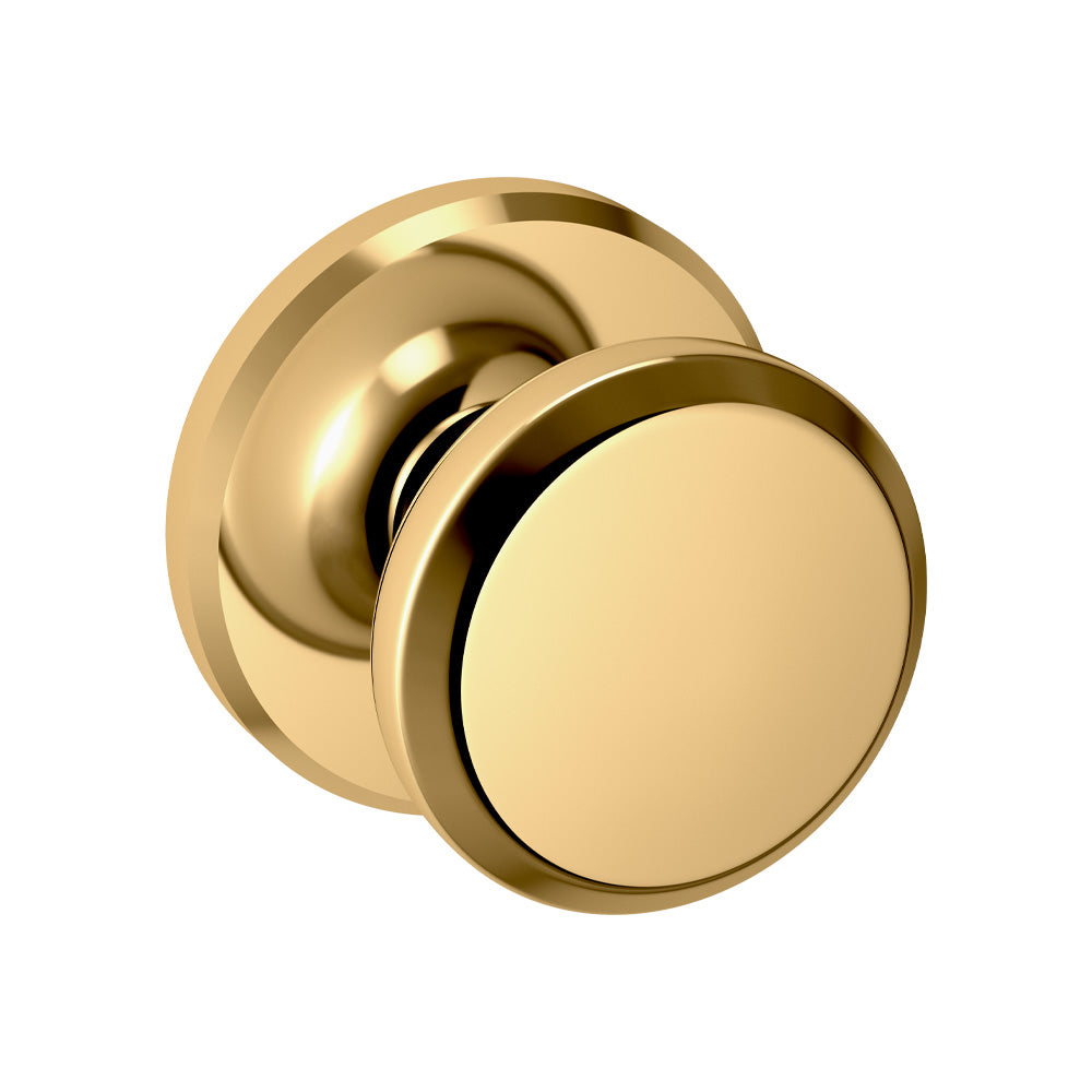 Baldwin 5023031IDM Preconfigured 5023 Knob with R016 Rose Half Dummy Lock Unlacquered Brass Finish