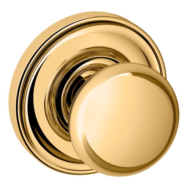 Baldwin 5030031IDM Preconfigured 5030 Knob with 5048 Rose Half Dummy Lock Unlacquered Brass Finish - Baldwin Quickship Item *