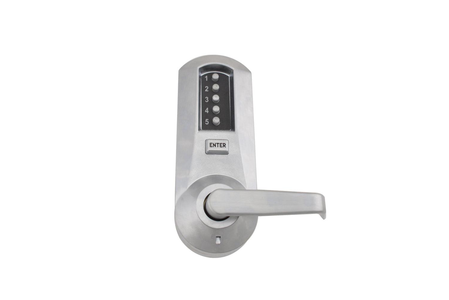 Kaba Simplex 5031BWL26D Mechanical Pushbutton Cylindrical Lock with Interior Combination Change; 2-3/4" Backset; Best Prep and Winston Lever Satin Chrome Finish