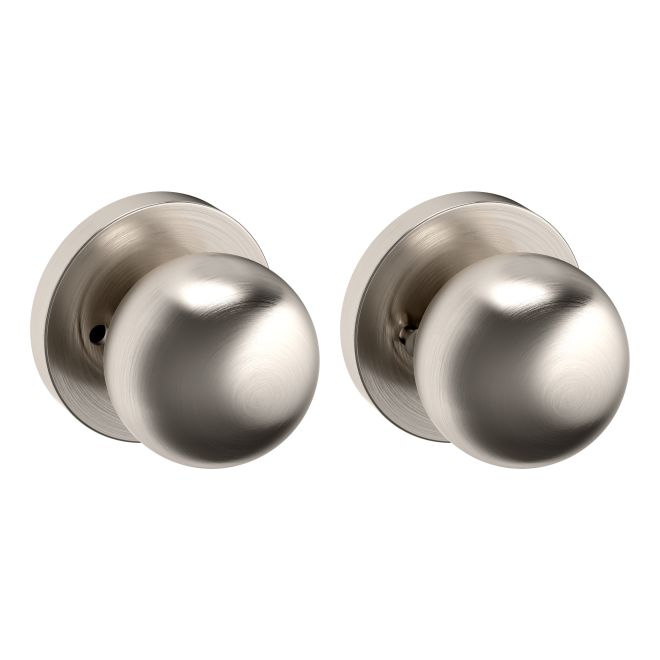 Baldwin 5041056PRIV Preconfigured 5041 Knob with 5146 Rose Privacy Lock with 2-3/8" Backset and Full Lip Strike Lifetime Satin Nickel Finish - Baldwin Quickship Item *
