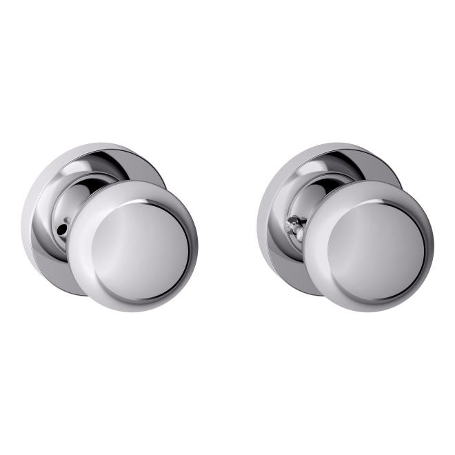 Baldwin 5041260PRIV Preconfigured 5041 Knob with 5146 Rose Privacy Lock with 2-3/8" Backset and Full Lip Strike Bright Chrome Finish - Baldwin Quickship Item *