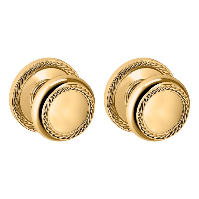 Baldwin 5064003PASS Preconfigured 5064 Knob with 5004 Rose Passage Lock with 2-3/8" Backset and Full Lip Strike Lifetime Brass Finish