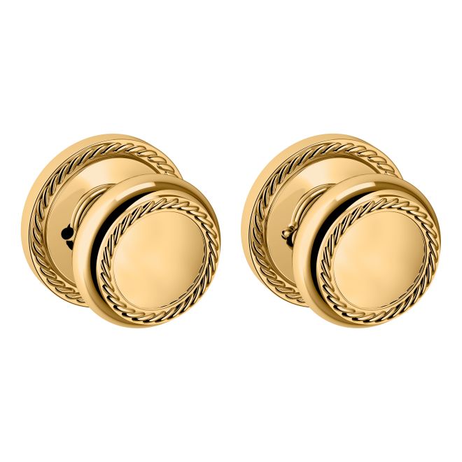 Baldwin 5064003PRIV Preconfigured 5064 Knob with 5149 Rose Privacy Lock with 2-3/8" Backset and Full Lip Strike Lifetime Brass Finish