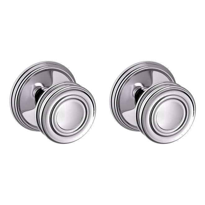Baldwin 5066260PASS Preconfigured 5066 Knob with 5078 Rose Passage Lock with 2-3/8" Backset and Full Lip Strike Bright Chrome Finish