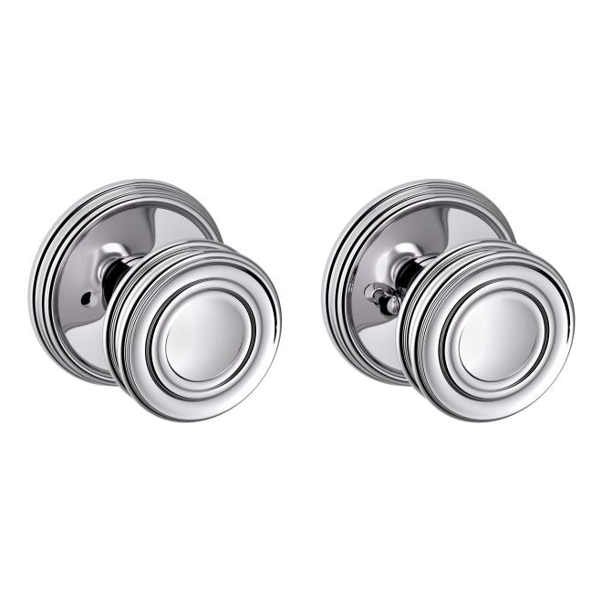 Baldwin 5066260PRIV Preconfigured 5066 Knob with 5134 Rose Privacy Lock with 2-3/8" Backset and Full Lip Strike Bright Chrome Finish