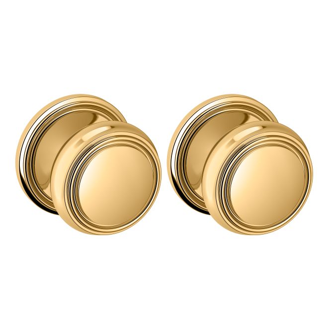 Baldwin 5068031PASS Preconfigured 5068 2-3/8" Nashville Knob with 5070 Rose Passage Lock with 2-3/8" Backset and Full Lip Strike Unlacquered Brass Finish