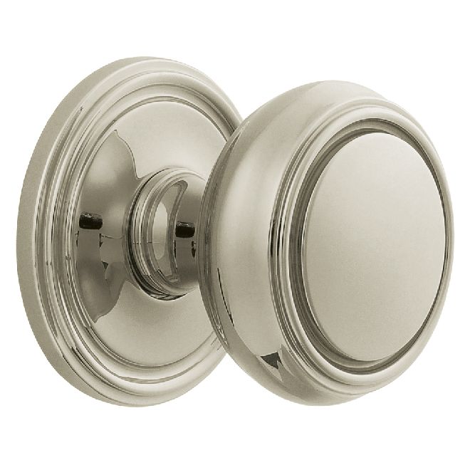 Baldwin 5068055PASS Preconfigured 5068 2-3/8" Nashville Knob with 5070 Rose Passage Lock with 2-3/8" Backset and Full Lip Strike Lifetime Bright Nickel Finish