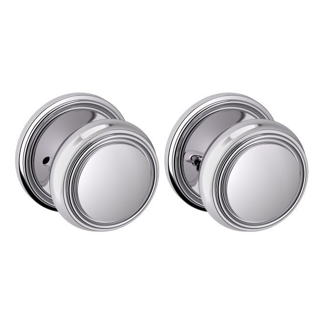 Baldwin 5068260PRIV Preconfigured 5068 2-3/8" Nashville Knob with 5123 Rose Privacy Lock with 2-3/8" Backset and Full Lip Strike Bright Chrome Finish