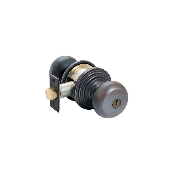 Emtek 5100PUS10B Providence Knob 2-3/8" and 2-3/4" Backset Keyed Entry with Regular Rose for 1-3/8" to 2-1/16" Door Oil Rubbed Bronze Finish