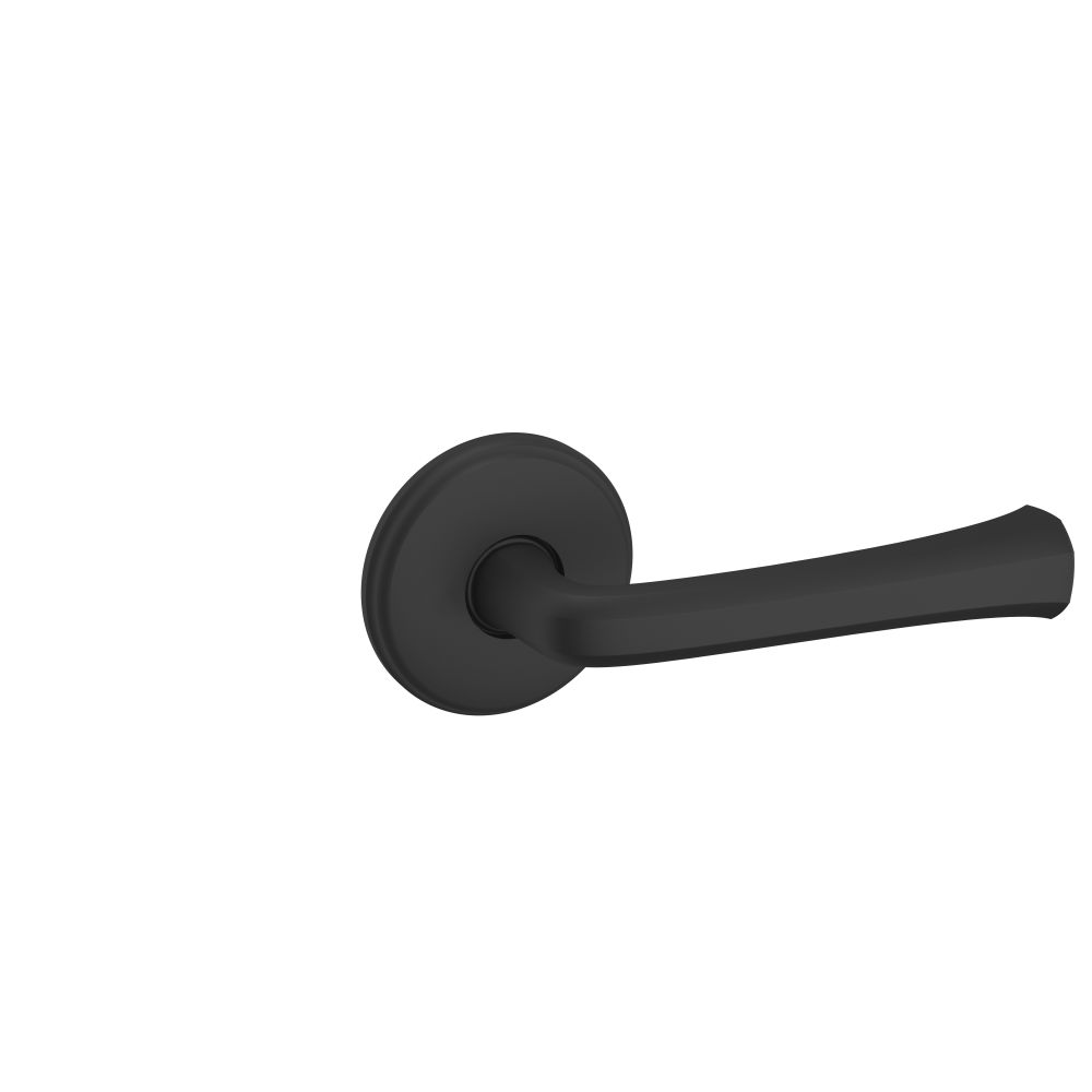 Baldwin 5112190PASS Preconfigured 5112 Lever with 5075 Rose Passage Lock with 2-3/8" Backset and Full Lip Strike Satin Black Finish