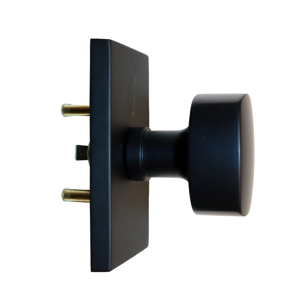 Emtek 5112FRKUS19 Freestone Knob 2-3/8" Backset Passage with Modern Rectangular Rose for 1-1/4" to 2" Door Flat Black Finish